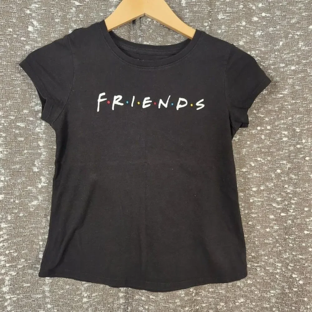 Friends TV Show Youth Shirt Black Short Sleeve Graphic Print Kids Large (10/12)